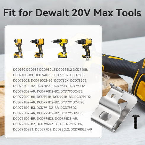 Belt Clips for Dewalt, 8pcs 304 Stainless Steel Drill Clips with Screws for 20V Power Tools