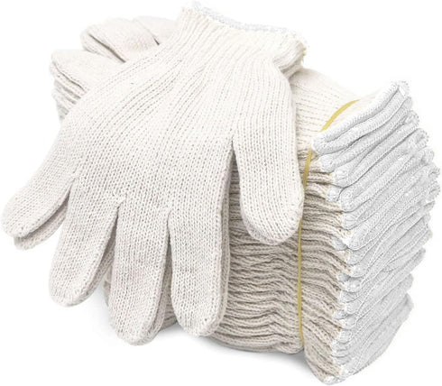 Evridwear Cotton Polyester String Knit Safety Work Gloves, 12 Pairs for Men & Women, Large