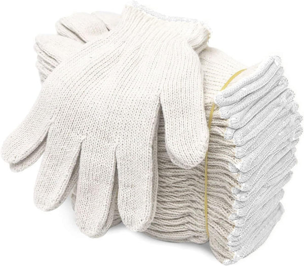 Evridwear Cotton Polyester String Knit Safety Work Gloves, 12 Pairs for Men & Women, Large