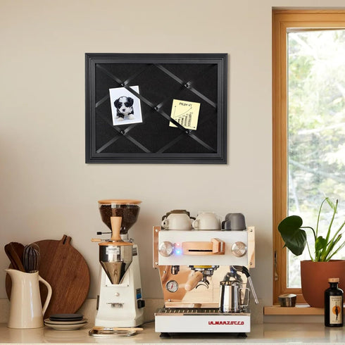 Black Felt Memo Bulletin Board with Frame, 17x13 inches Pin Board for Home Office School Wall Decor