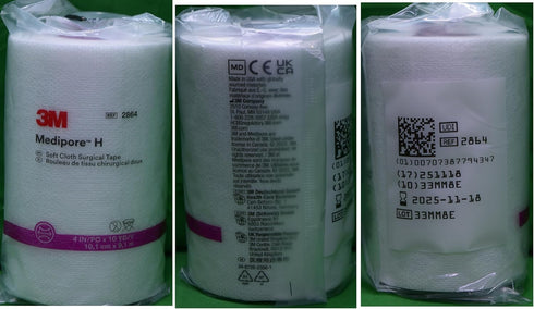 3M 4" 10 (3 Medipore H Soft Cloth Surgical Tape - wide by yards Rolls)
