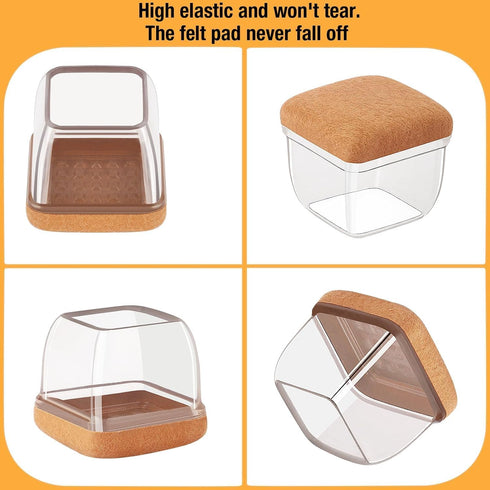24 1-2/5" 1-4/5") Pcs Extra Large Square Chair Leg Floor Protectors, Silicone Chair Leg Protectors for Hardwood Floors