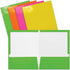 Better Office Products 2 Pocket Glossy Laminated Neon Paper Folders, Letter Size, Box of 48-4 NEON Colors