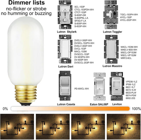 E26 Bulb 6W e26 Bulb 60 2700K Dimmable E26 Bulb AC120V 600lm T14 Bulb Pack 6. Leools LED Equivalent led Watt Warm White