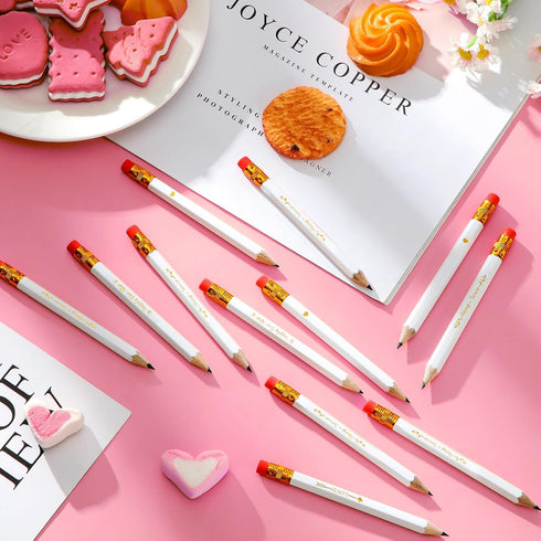 Crtiin 50 Pcs Wedding Pencils for Bridal Shower, Mini Golf Pencils with Eraser, Pre Sharpened