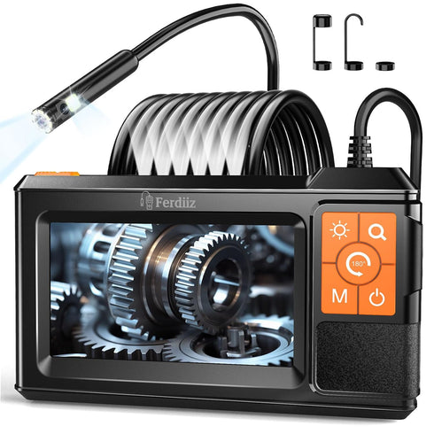Ferdiiz Dual-Lens Endoscope with Light, Endoscope Camera with Light with 4.3" IPS Screen,1920P