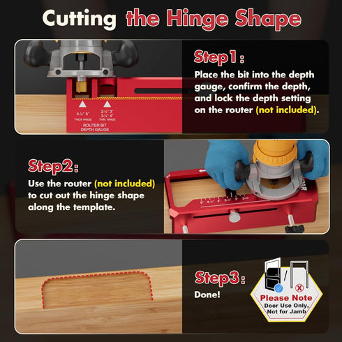 2.5" 5" 1/4" 5/8" 1-3/4" Door Hinge Jig, Aluminum Alloy Router Template Kit, Adjustable Mortise Jig for to Hinges, Fits