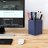 Metal Pen Holder for Desk, Square Aluminum Desktop Organizer, Makeup Brush Holder, Non-slip Silicone, 4×3.15inch, Blue