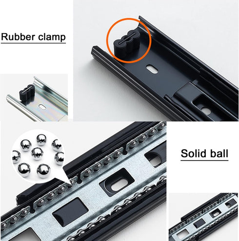 V3VOGUE 3 FOLD Drawer Glides - Cabinet Drawer Runners,Thickness Steel Construction,High Load Capacity,Metal Drawer