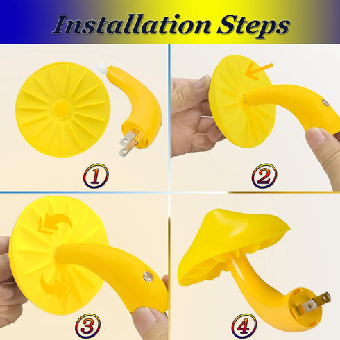 ESUPPORT 2 Pack 50000h) Mushroom-Shaped Energy Saving Sensor LED Night Light with Plug Yellow(Average Life Expectancy