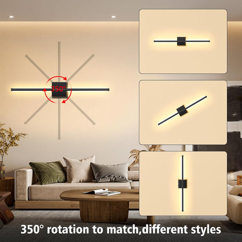 3000K-6000K Dimmable 350Rotate Wall Sconces Battery Operated, Wall Sconces Rechargeable Wall Sconce with Remote