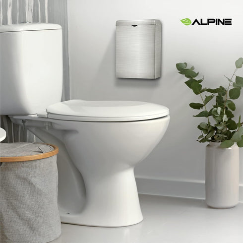 Alpine Sanitary Napkin Receptacle Wall Mounted Tampon Holder For Bathroom Provides Clean & Odor-Free Restroom for Home