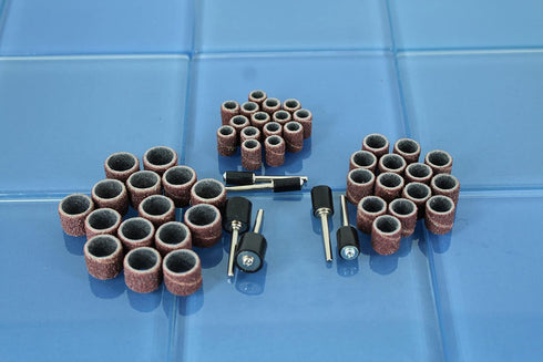 TMAX 51 pc Mixed Size 1/4 Inch 3/8 Inch 1/2 Inch Sand Drum 60 Grit Coarse with 1/8 Inch Mandrels for Dremel Rotary Tools