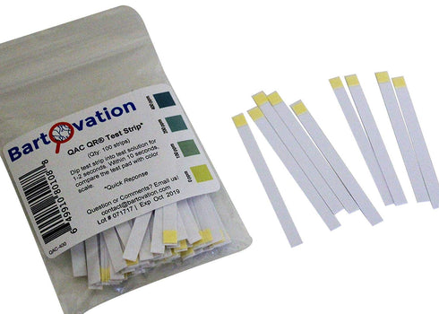 Restaurant Quaternary Ammonium (QAC, Multi Quat) Sanitizer Test Strips, 0-400 ppm [Bag