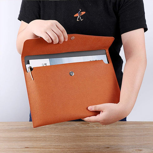 Enyuwlcm PU Leather A4 File Folder, Document Holder, Waterproof Portfolio Envelope Case with Snap Closure