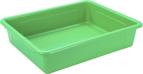 Storex Letter Size Flat Storage Tray, Organizer Bin with Non-Snap Lid, Green, 5-Pack