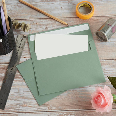 Wishop Pack 4 x 6 Envelopes, Sage-Green Self Seal for Wedding, Party Invitations, Greeting Cards, Announcements (50)