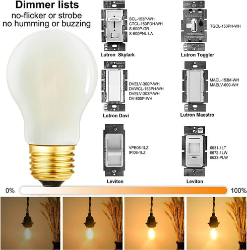 DONDDA E26 Bulb A15 2W 25 Bulb Dimmable AC120V 2700K E26 Bulb 25 200lm 6Pack Frosted Edison led Equal watt Light Warm