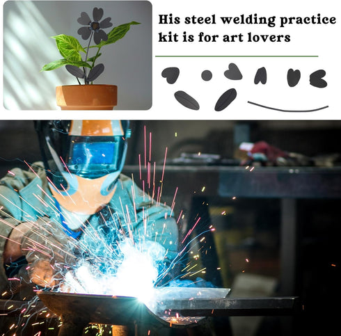 Welding Practice Kit, 12.01 x 4.25 Inch Flower Coupons, DIY Steel Art Training for Beginners MIG Arc Stick TIG