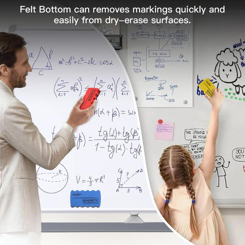 8 Pack (4 Dry Erase Erasers, Magnetic White Board Erasers for Whiteboard & Chalkboard, No Smudge EVA Cleaner, Strong