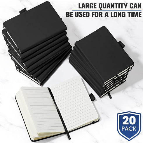 Laumoi 20 Pack Pocket Notebook Journals, 3.7" x 5.7" Hardcover Mini Notebooks with Pen Holder, A6 Lined