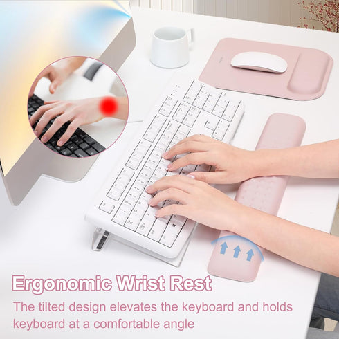MOSISO Computer Keyboard Stand, Wrist Rest & Mouse Pad Set, Ergonomic Massage Keyboard Wrist Rest for Office Home