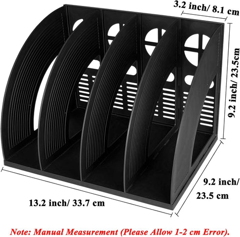 SAYEEC Sturdy Magazine Holder 4 Compartments Plastic Desktop File Organizer File Dividers Office Organizer Storage Document Magaizne Rack Display Box (Black) by SAYEEC