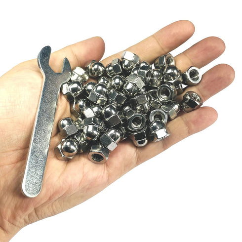 ZDingTech 50pcs 1/4-20 Nuts,1/4-20 nut,304 Steel,hardware18-8,Bright Acorn Cap Cap Nuts,Acorn Hex Dome Head Dome
