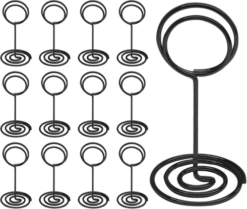 Seimneire 12 Pcs 3.35 Inch Black Table Number Holders, Metal Sign Holder Wire