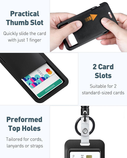 Uniclife 2 Pack Heavy Duty Retractable Keychain with Magnetic Closure, 16 oz Badge Reel & Vertical Plastic Card Case