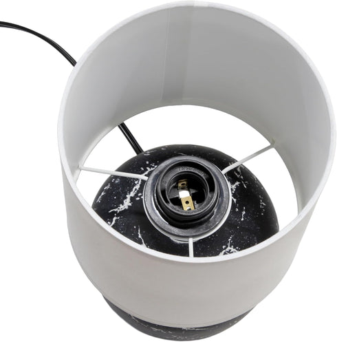 LT1170-BLK 12.4" Simple Designs Chic Glow Rounded Marble Inspired Concrete Table Lamp with Fabric Shade, Bedroom