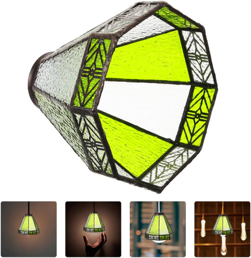 Angoily Vintage Green Glass Lampshade for Pendant Light - Mediterranean Style Replacement Shade for Restaurant Bar Home