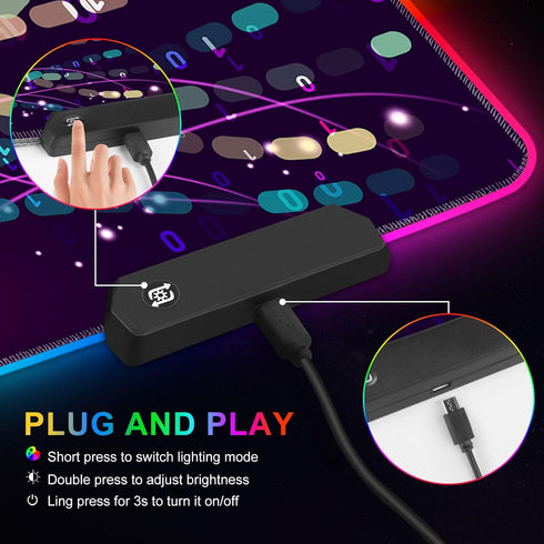 ARTSO 35.4 x15.7 Inch, Purple RGB Gaming Mouse Pad, XXL Large Extended Glowing Led Keyboard Mat, Cool Mouse pad Desk