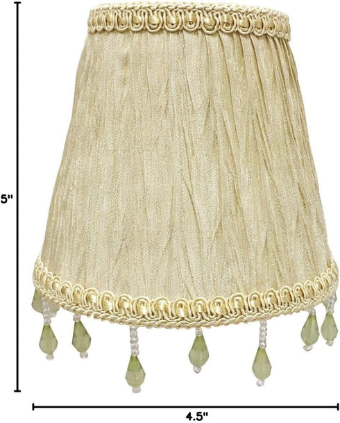 CSO-1035-5BG 3 5 4.5, Royal Designs, Inc. Beaded Ruche Pleat Empire Chandelier Shade with Designer Trim, x x Beige