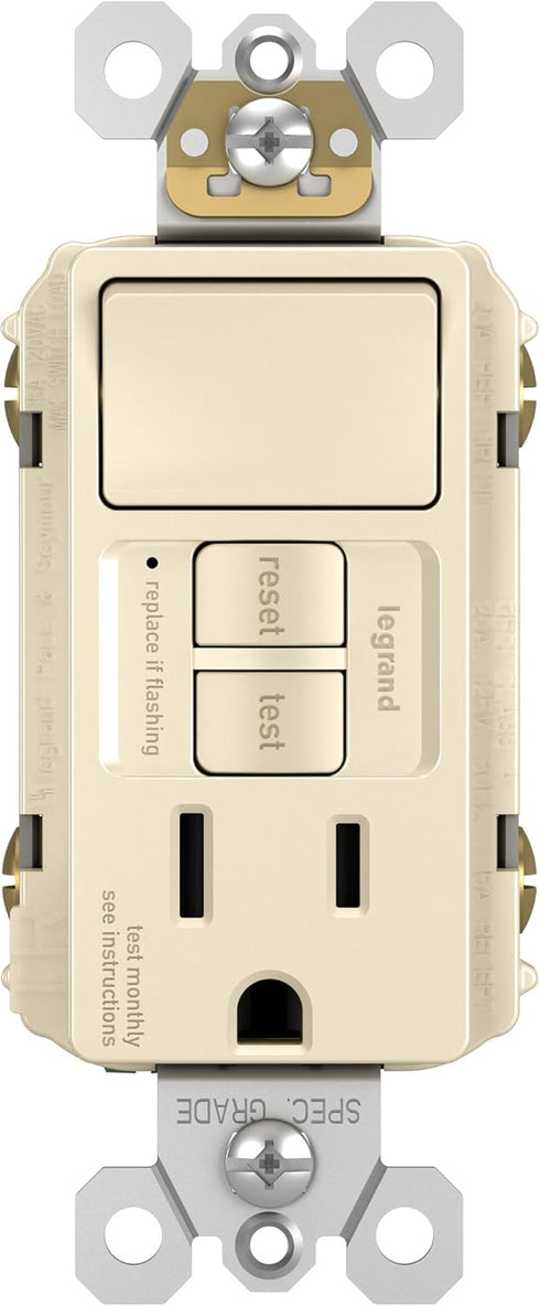 Legrand Radiant 15 Amp Combination GFCI Self-Test Tamper-Resistant Electrical Outlet with Single