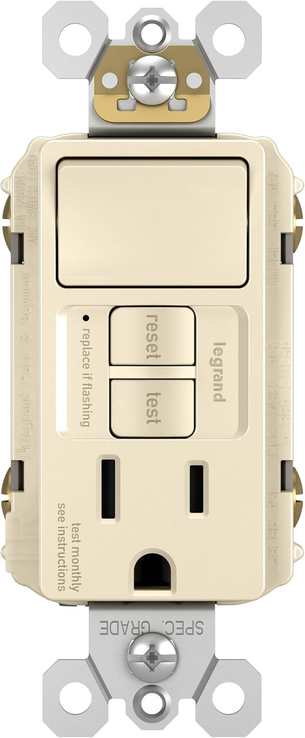 Legrand Radiant 15 Amp Combination GFCI Self-Test Tamper-Resistant Electrical Outlet with Single