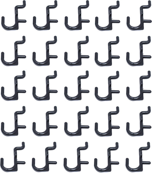 JSP Manufacturing Peg Board Non-Locking Plastic J Hook Style Hooks - Garage Tool Storage Accessories (500, Black)