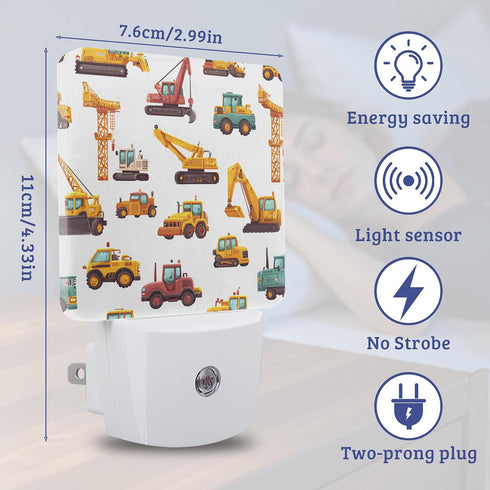 Excavator Night Light with Dusk to Dawn Light Sensors, Plug-in Wall Led Night Lights, Energy Efficient Lamp