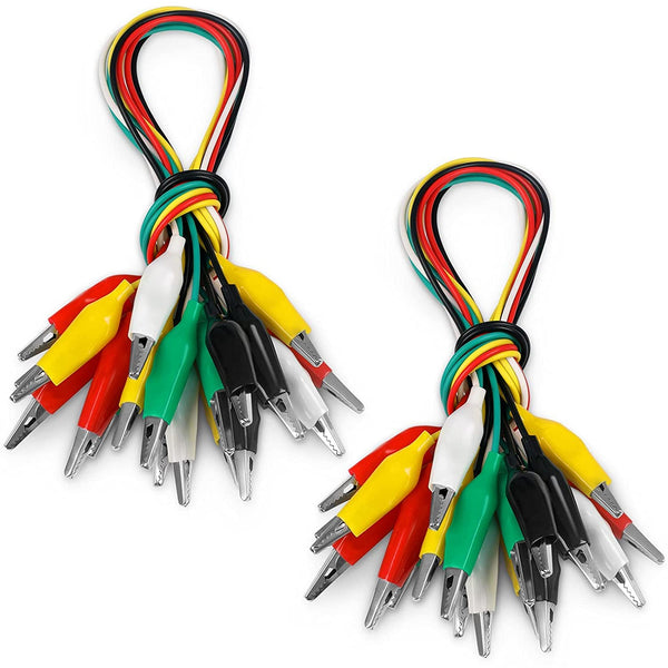 20 PCS Alligator Clips Electrical, 5-Color 21.5inch Test Leads with Alligator Clips for Electrical Testing