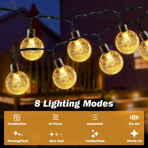 2 Pack 120LED 72FT 8 USOKYO Solar Lights Outdoor Waterproof, Total Solar String Lights for Outside with Modes, Outdoor