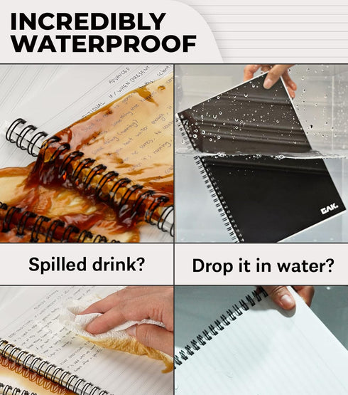Stone Paper Waterproof Spiral Notebook, 7.20”x10.11”, 50 Sheets, Eco-Friendly Mineral Stone Paper Notebook, Waterproof,