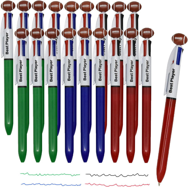Maydahui 30PCS Multicolor Rugby Football Ballpoint Pen, 4 in 1 Colored Pens for School Students Party Office Use