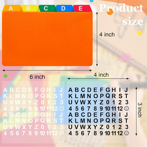 Lewtemi 50 Pieces Index Card Dividers Index Card Guide Set with Tabs Alphabet Tabbed Index Cards Guides Self Adhesive Number Stickers for Office Recipe Business Classroom(Assorted Color, 4 x 6 Inch) by Lewtemi