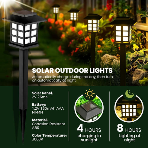 Lights10 Pack 10 GIGALUMI Solar Outdoor LED Solar Lights Outdoor Waterproof, Solar Walkway Lights Maintain Hours