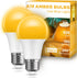 JandCase Amber Light Bulbs, 3W Warm Light, Blue Light Blocking, 40W Equivalent, E26 A19 Dim Light Bulbs, 2 Pack