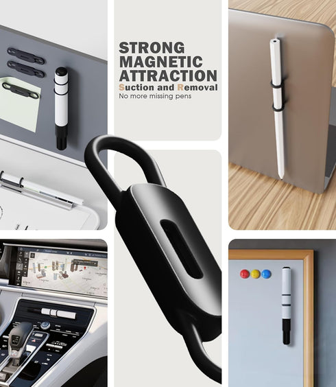 Nearockle 10 Pack Magnetic Pen Pencil Holder, Silicone Adjustable Holder for Desk, Refrigerator, Whiteboards, Office