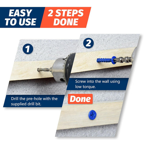 3/16" x 1-3/4" Concrete Screw Anchor, Blue Flat Head Screws for Anchoring to Masonry, Pack of 60