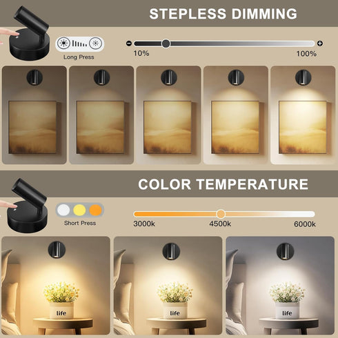 Dimmable, 4 Pack) Kimjo Spot Lights Indoor, Wireless LED Spotlight, Uplighting Indoor with Remote and Accent Lighting