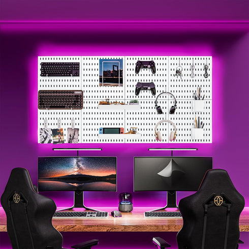 Pegboard Combination Kit, Wall Organizer, 25.2" x 25.2" White Pegboard with 20 Accessories for Home, Office, Gaming