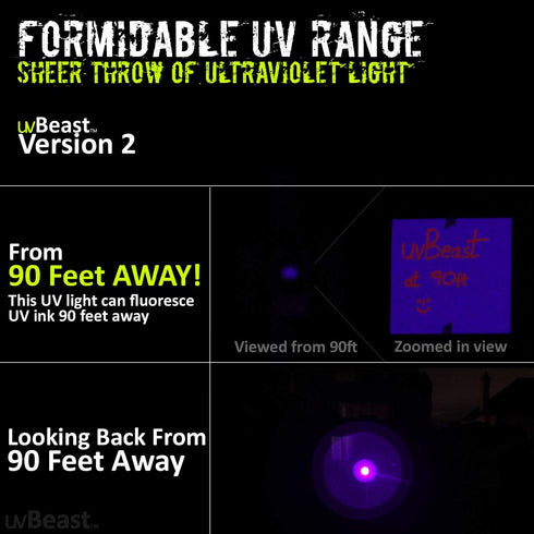 V2 385-395nm Commercial/Domestic uvBeast - Black Light UV Flashlight with HIGH Definition with Flood Effect UV Best